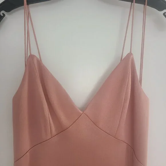 ALICE + OLIVIA Julietta V-Neck Blush Pink Slip Maxi Dress Burnt Rose Pink Size 0 - Picture 2 of 8